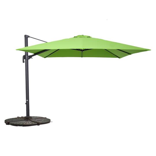 Ampelschirm 3x3 m quadratisch neigbar 360° drehbar und 4 beschwerte Platten | Oviala