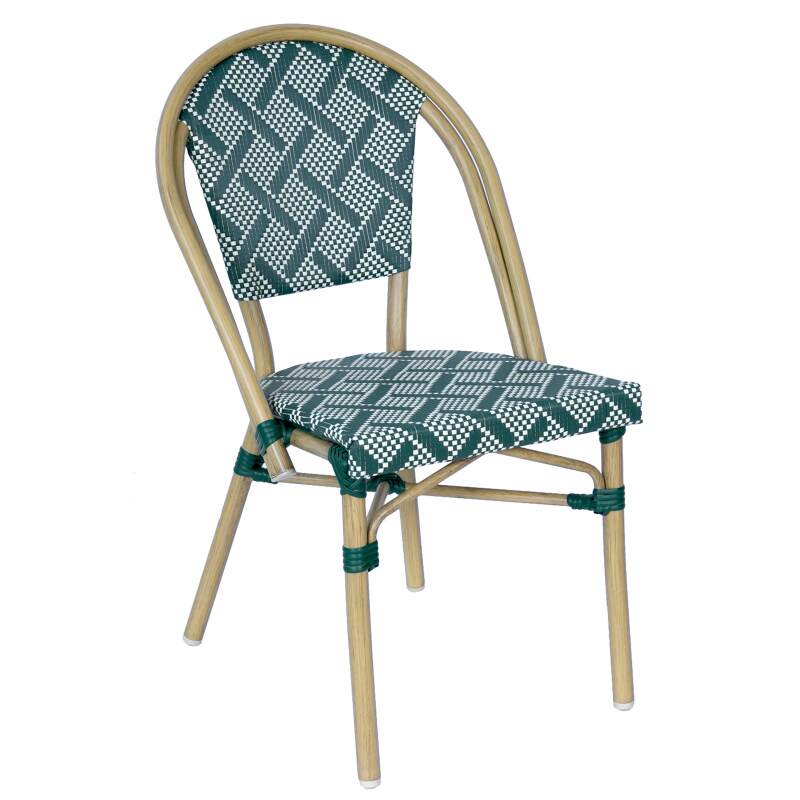 Gartenstuhl im Pariser Bistro-Stil aus Aluminium und synthetischem Rattan
