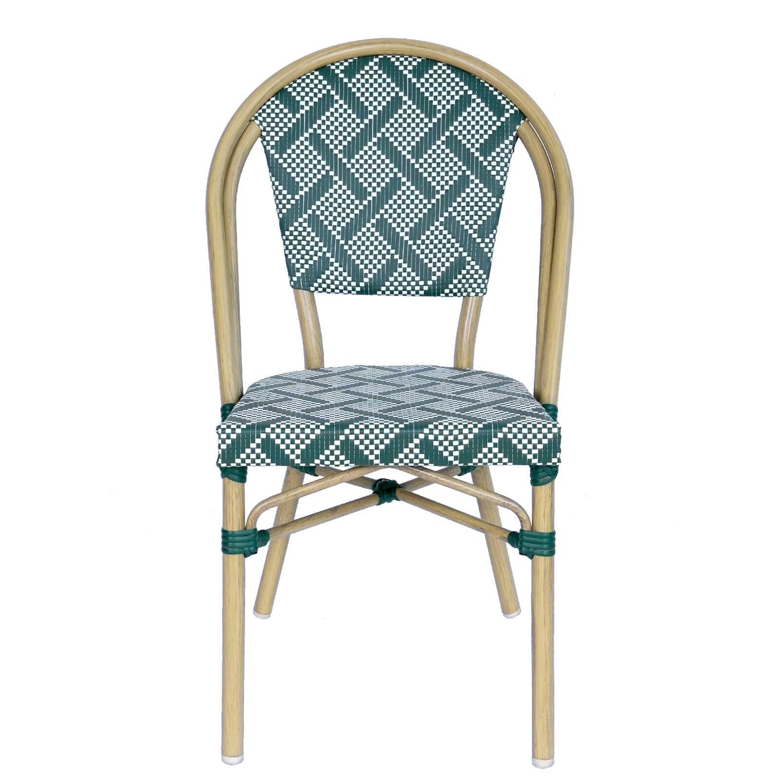 Gartenstuhl im Pariser Bistro-Stil aus Aluminium und synthetischem Rattan