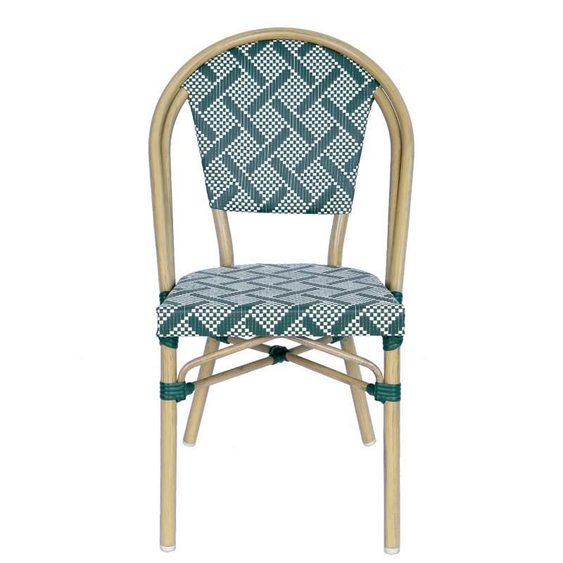 Gartenstuhl im Pariser Bistro-Stil aus Aluminium und synthetischem Rattan