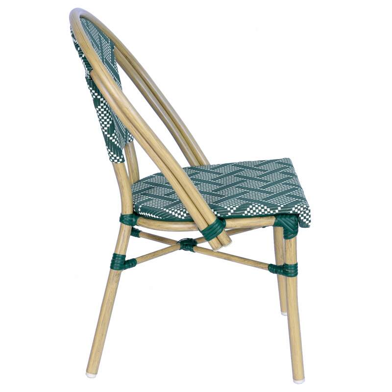 Gartenstuhl im Pariser Bistro-Stil aus Aluminium und synthetischem Rattan