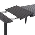 Ausziehbarer Gartentisch aus Aluminium, 52/260x100 cm, und 10 Stühle aus Textilene