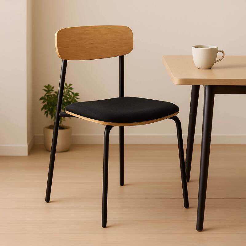 Set mit 2 Stühlen aus Metall, Holz und Stoff