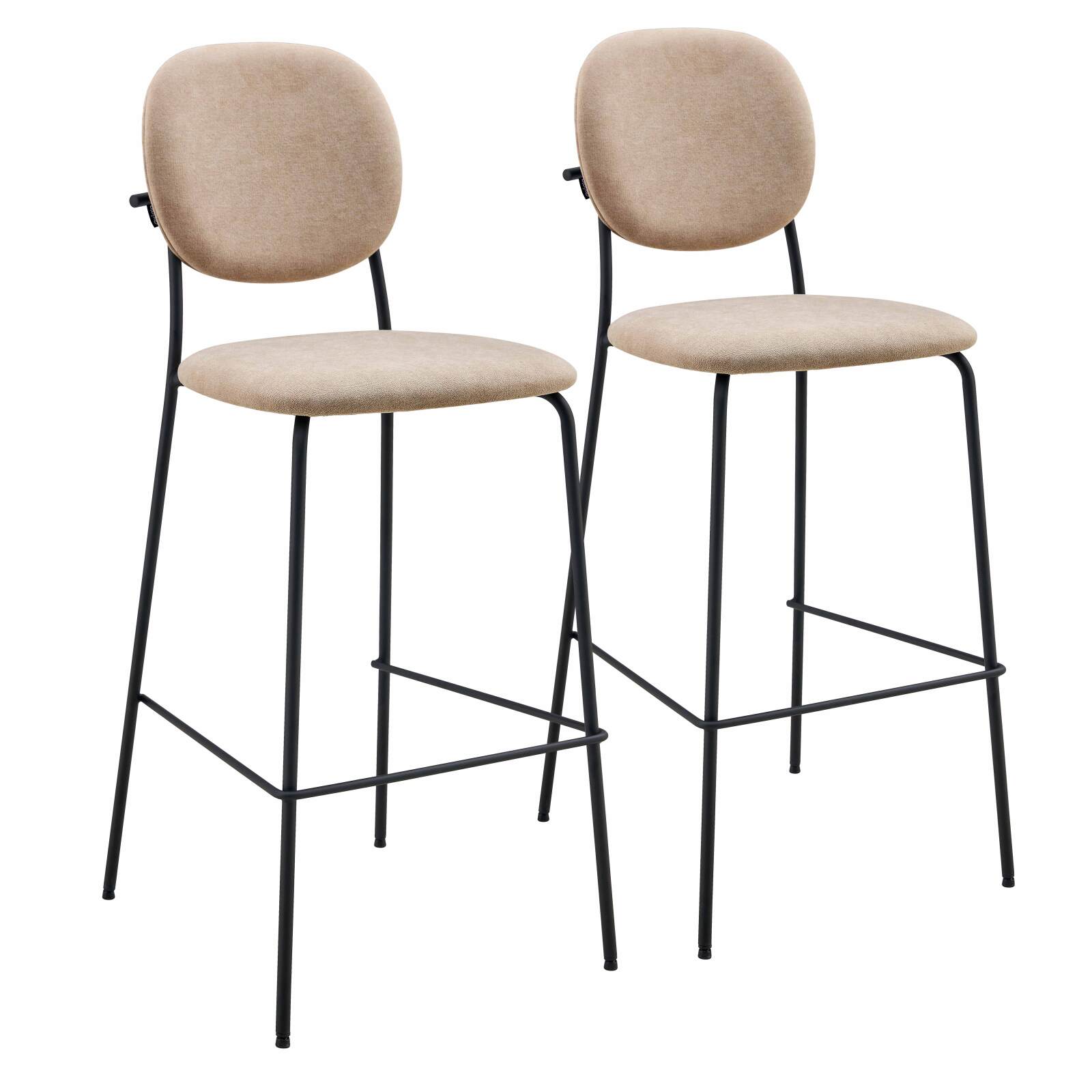 Set mit 2 Hochstühlen aus Stahl und Stoff