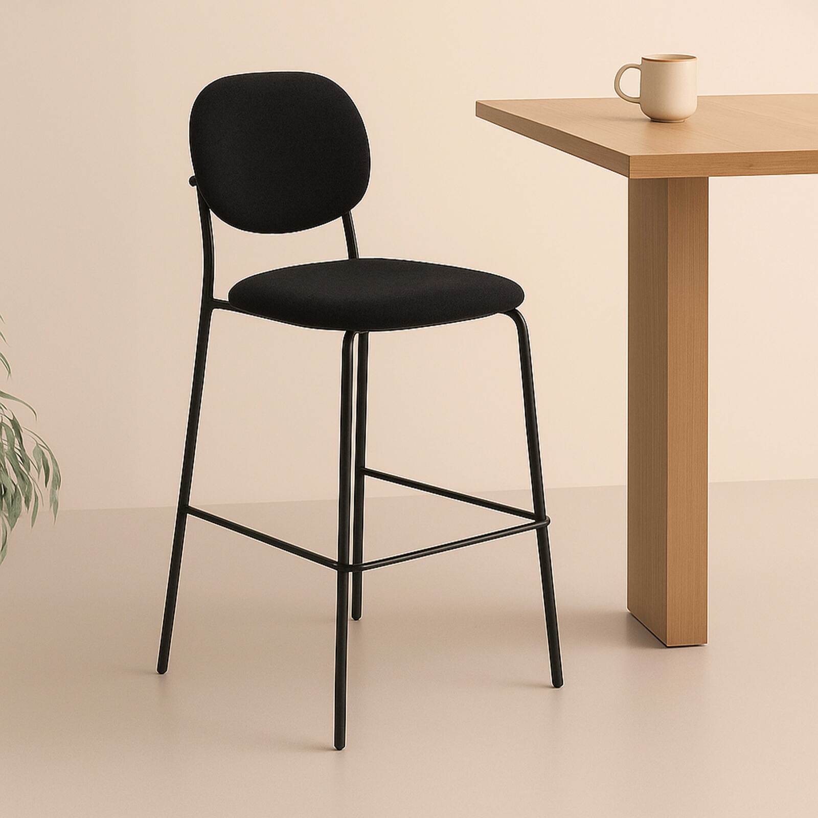 Set mit 2 Hochstühlen aus Stahl und Stoff Set mit 2 Hochstühlen aus Stahl und Stoff