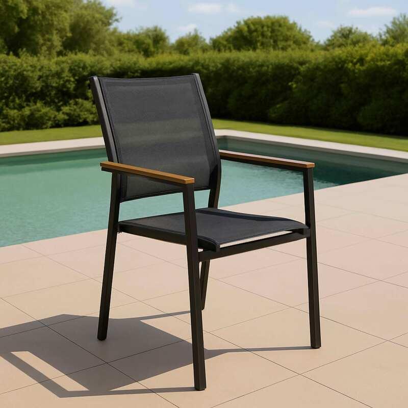 Gartenstuhl aus Aluminium und Textilene mit Armlehnen