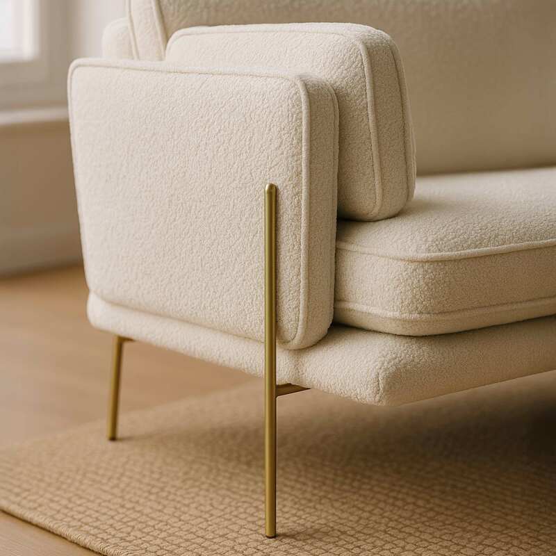 Dreisitzer-Sofa aus FSC®-zertifiziertem Holz und Bouclé-Stoff