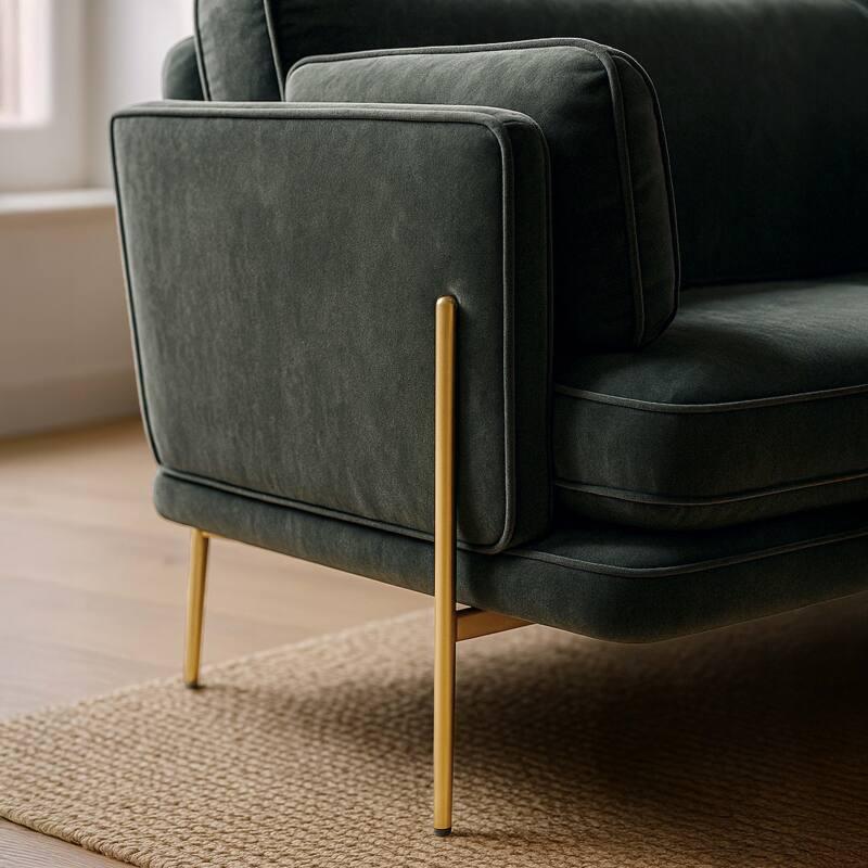Dreisitzer-Sofa aus Samt und FSC®-Holz mit Messingfüßen
