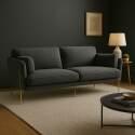 Dreisitzer-Sofa aus FSC®-zertifiziertem Holz und Bouclé-Stoff