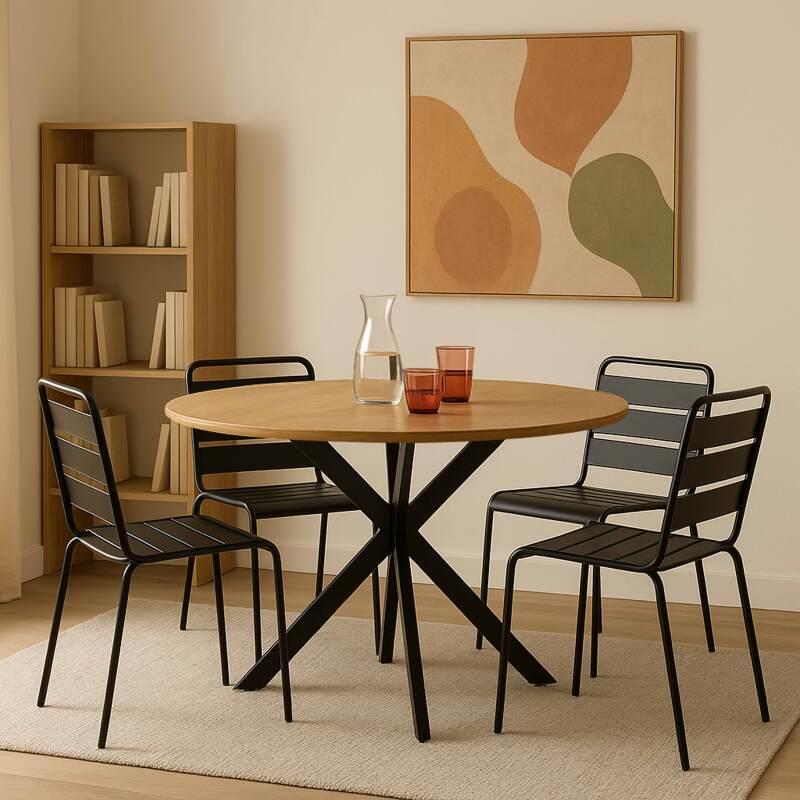 Runder Esstisch 120 cm aus MDF-Papierplatte