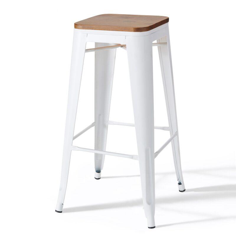 Set aus 4 Barhockern aus mattem Holz (43 x 43 x 76 cm)
