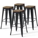 Set aus 4 Barhockern aus mattem Holz (43 x 43 x 76 cm)