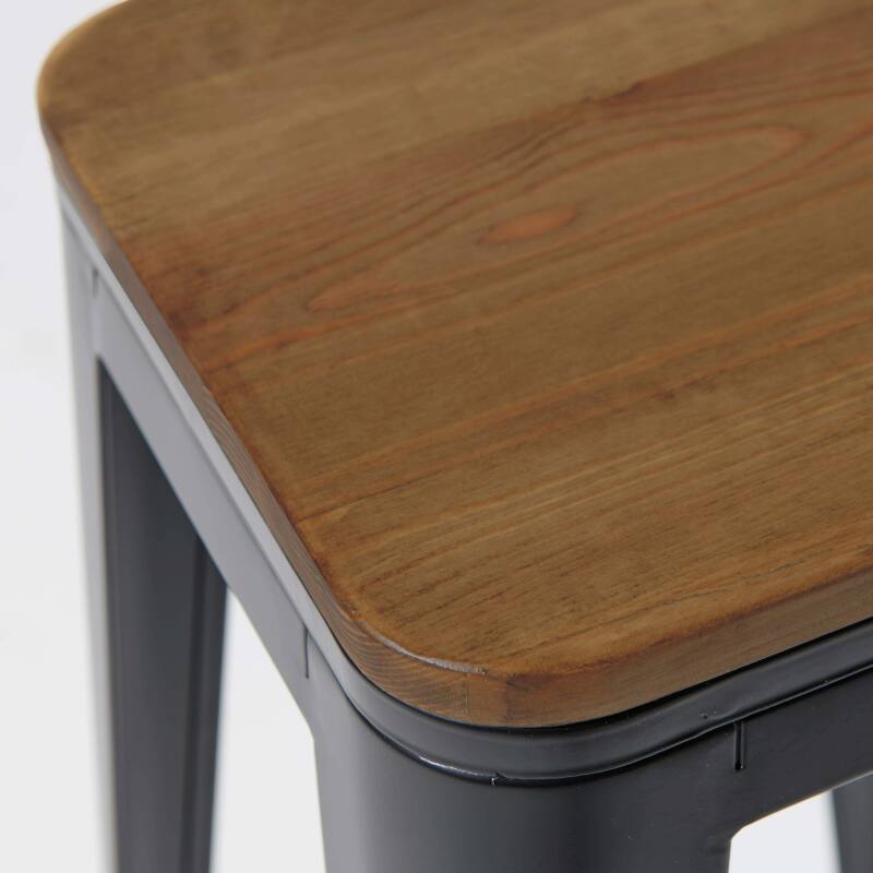 Set aus 4 Barhockern aus mattem Holz (43 x 43 x 76 cm)