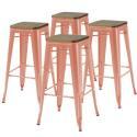 Set aus 4 Barhockern aus mattem Holz (43 x 43 x 76 cm)