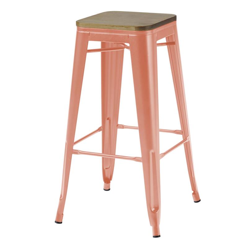 Set aus 4 Barhockern aus mattem Holz (43 x 43 x 76 cm)