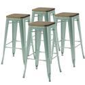 Set aus 4 Barhockern aus mattem Holz (43 x 43 x 76 cm)