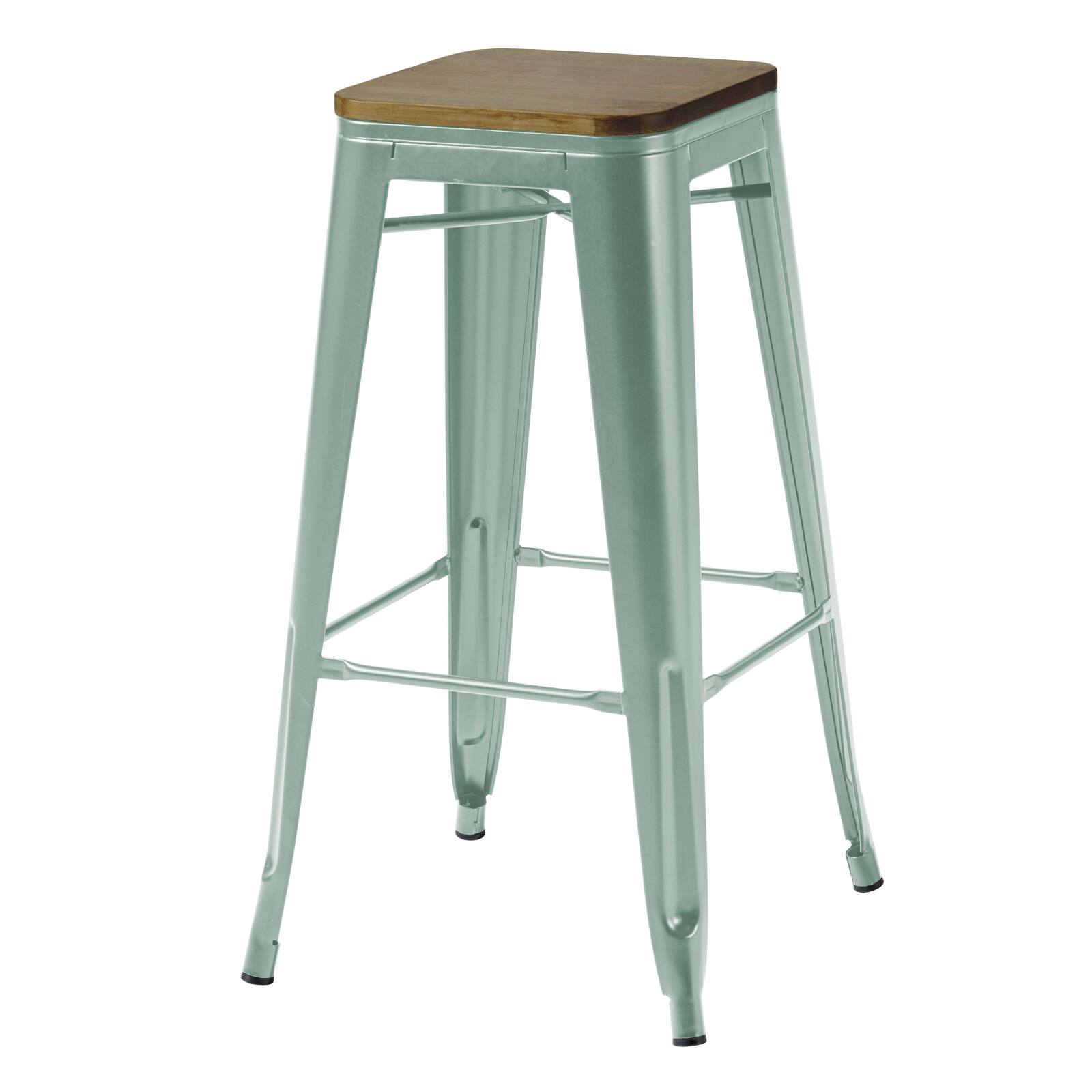 Set aus 4 Barhockern aus mattem Holz (43 x 43 x 76 cm)