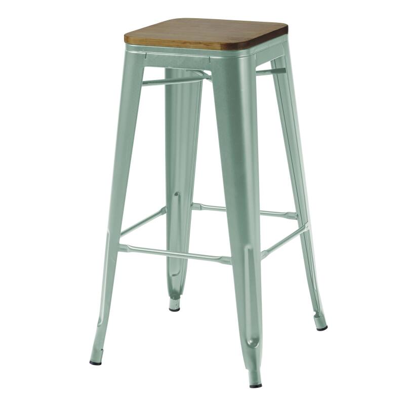 Set aus 4 Barhockern aus mattem Holz (43 x 43 x 76 cm)