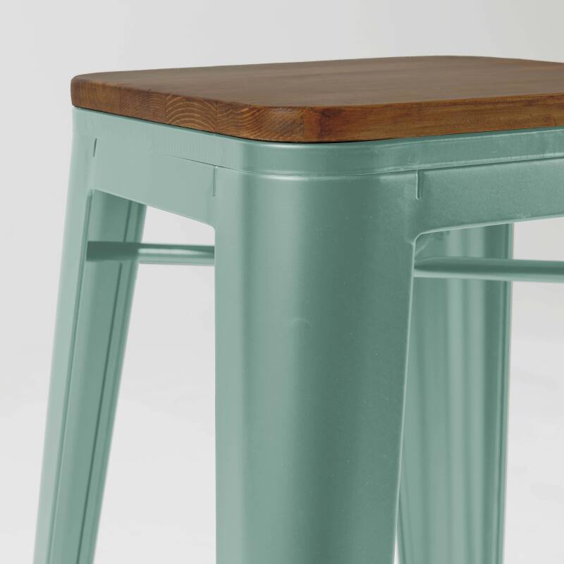 Set aus 4 Barhockern aus mattem Holz (43 x 43 x 76 cm)