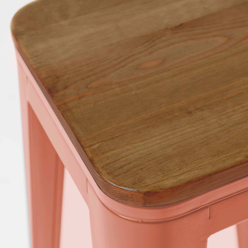 Set aus 4 Barhockern aus mattem Holz (43 x 43 x 76 cm) (3/4)