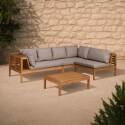 Ecksofa-Gartenlounge-Set für 4 Personen mit Tisch aus FSC®-zertifiziertem Eukalyptusholz