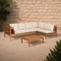 Ecksofa-Gartenlounge-Set für 4 Personen mit Tisch aus FSC®-zertifiziertem Eukalyptusholz