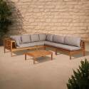 Ecksofa-Gartenlounge-Set für 5 Personen mit Tisch aus FSC®-zertifiziertem Eukalyptusholz