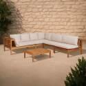 Ecksofa-Gartenlounge-Set für 5 Personen mit Tisch aus FSC®-zertifiziertem Eukalyptusholz