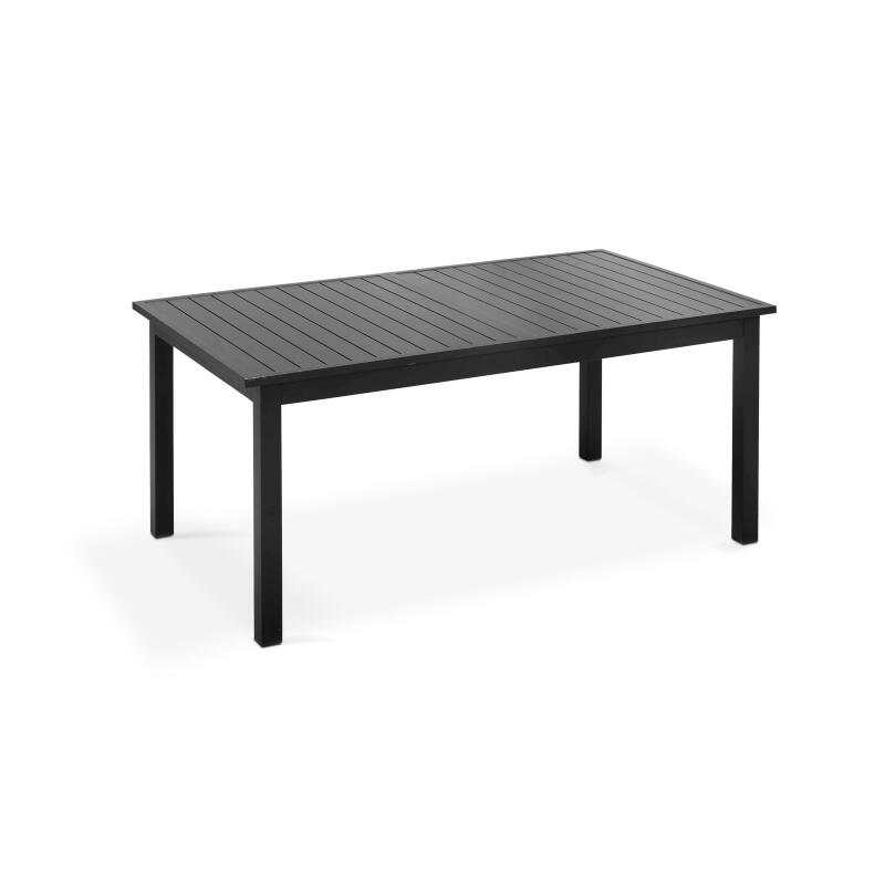 Rechteckiger, erweiterbarer Gartentisch (174/238 x 100 x 74 cm) aus schwarzem Aluminium