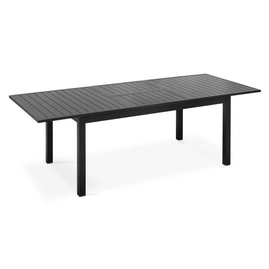 Rechteckiger, erweiterbarer Gartentisch (174/238 x 100 x 74 cm) aus schwarzem Aluminium