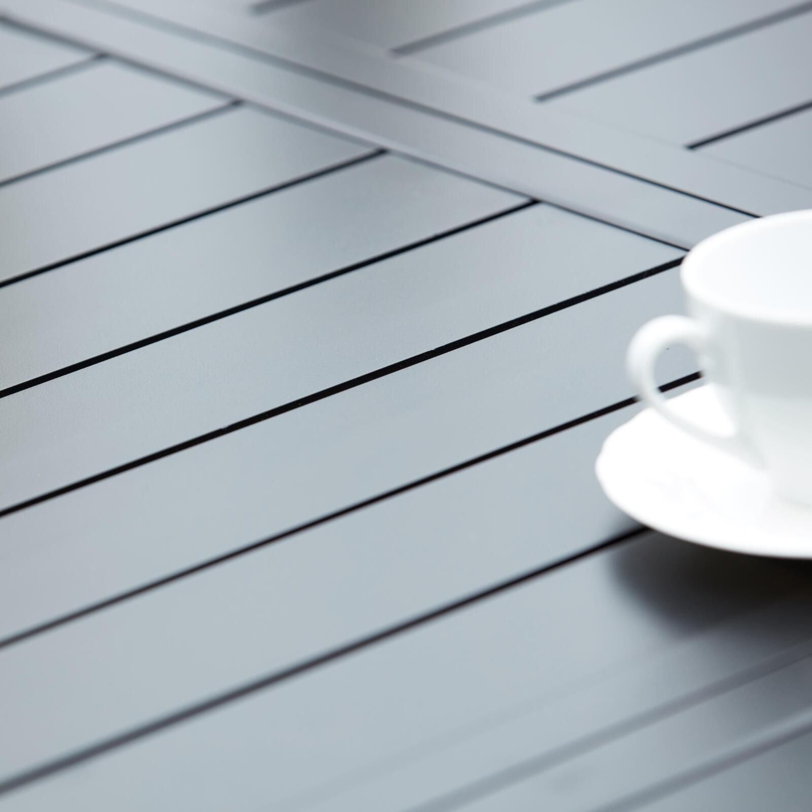 Rechteckiger, erweiterbarer Gartentisch (174/238 x 100 x 74 cm) aus schwarzem Aluminium 