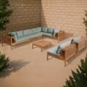 Gartenlounge-Set mit niedriger Sitzposition für 8 Personen und Tisch aus FSC®-zertifiziertem Eukalyptusholz