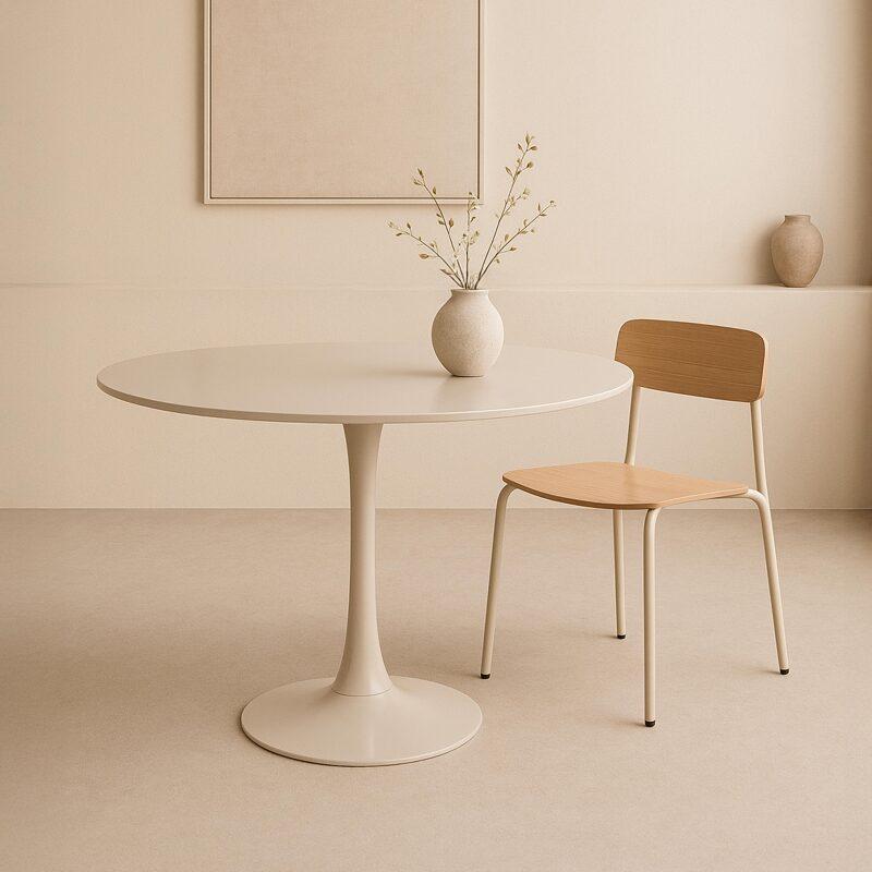 Esstisch rund, aus Melamin und Metall, für 4 Personen 