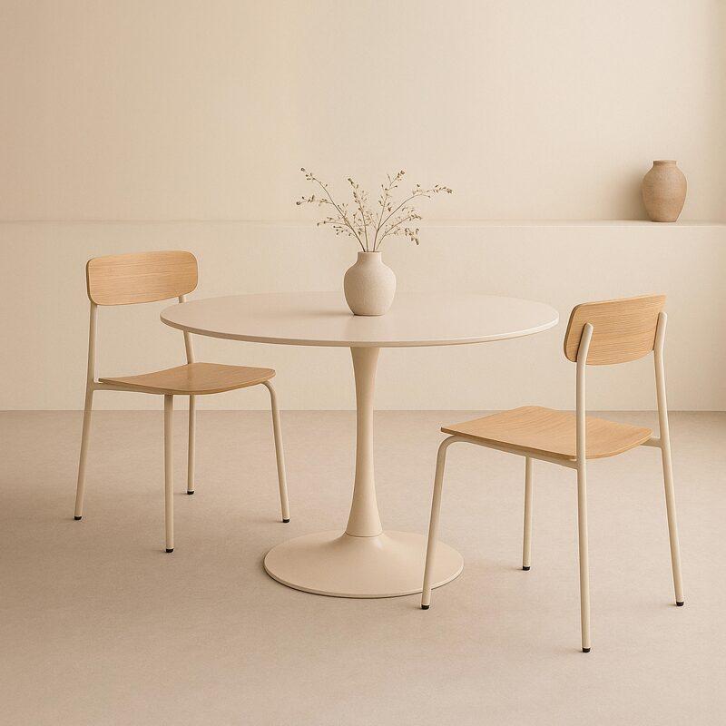 Esstisch rund, aus Melamin und Metall, für 4 Personen  (2/6)