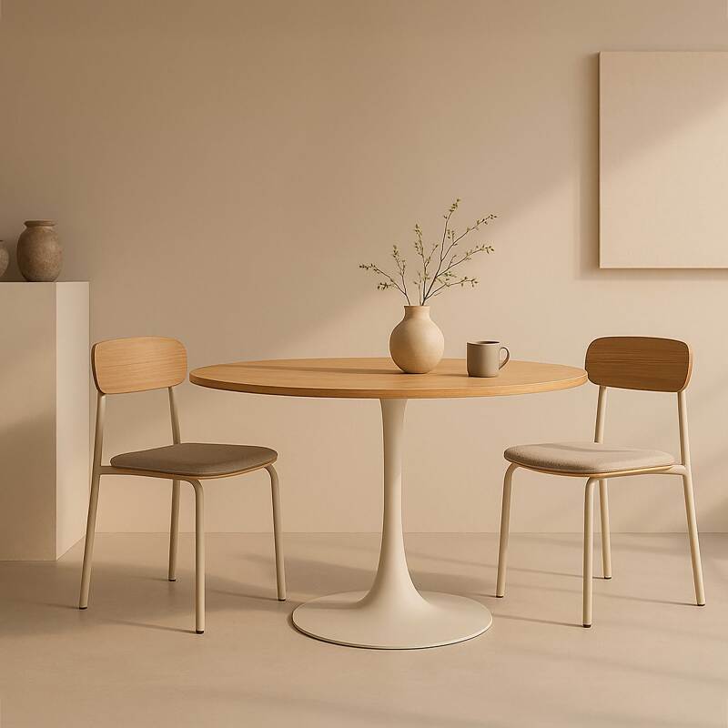 Runder Esstisch aus Melamin und Metall für 4 Personen