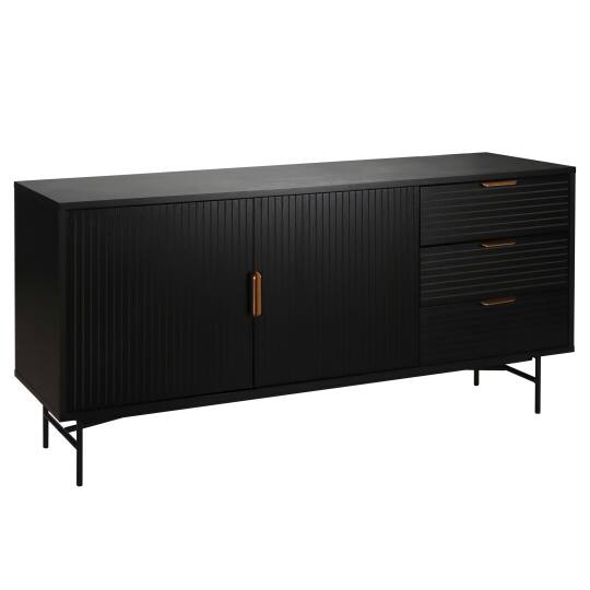 Sideboard in Holzoptik, 2 Türen, 3 Schubladen, 160 cm, Boho-Stil | Oviala