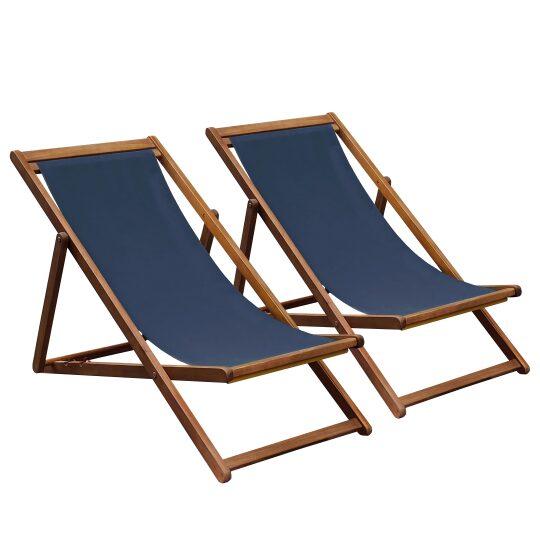 Liegestühle aus 100 % FSC®-Akazienholz, 3-fach verstellbar - 2er-Set | Oviala