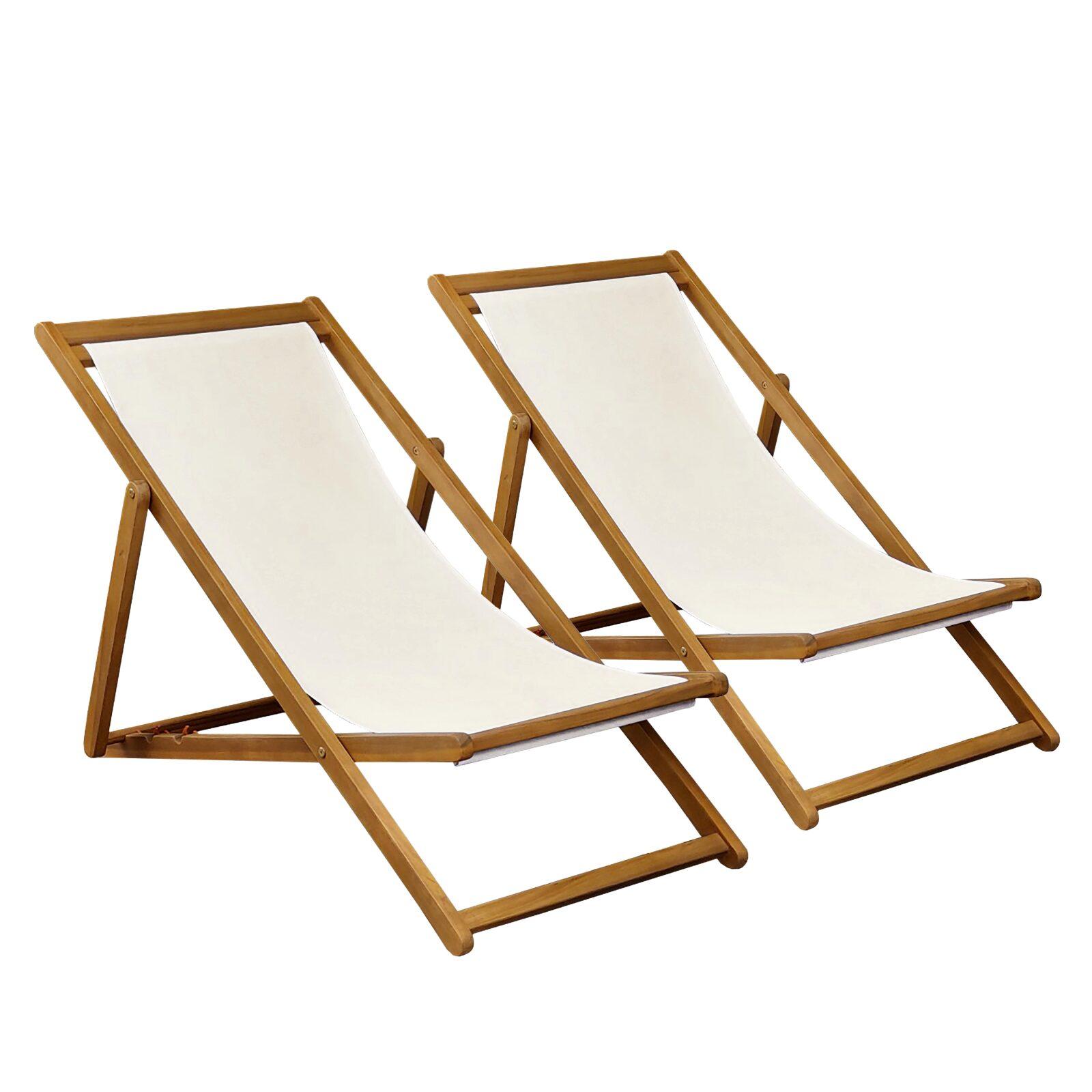 Liegestühle aus 100 % FSC®-Akazienholz, 3-fach verstellbar - 2er-Set 