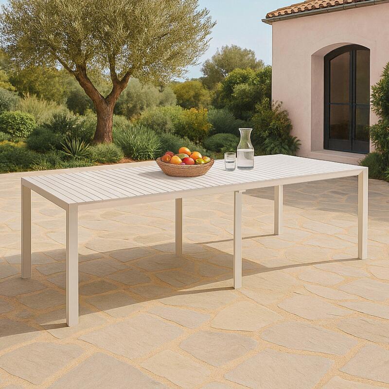 Rechteckiger ausziehbarer Gartentisch (52/260 x 100 x 74 cm) aus Aluminium