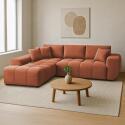 Ecksofa 3-Sitzer aus Polyester mit Chaiselongue links und Kissen