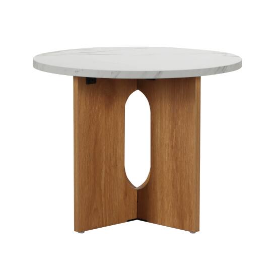 Couchtisch Runder in Marmoroptik Ø50 x 40 cm | Oviala