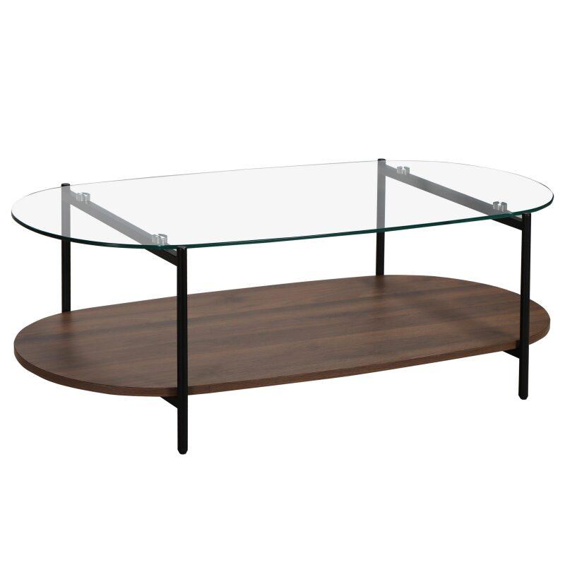 Couchtisch Ovaler aus Glas 120 x 55 x 40 cm