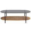 Couchtisch Ovaler aus Glas und heller Holzoptik 120 x 55 x 40 cm