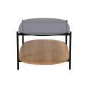 Couchtisch Ovaler aus Glas und heller Holzoptik 120 x 55 x 40 cm