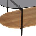 Couchtisch Ovaler aus Glas und heller Holzoptik 120 x 55 x 40 cm