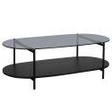 Couchtisch Ovaler aus Glas und schwarzer Holzoptik 120 x 55 x 40 cm