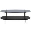 Couchtisch Ovaler aus Glas und schwarzer Holzoptik 120 x 55 x 40 cm