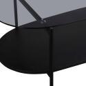 Couchtisch Ovaler aus Glas und schwarzer Holzoptik 120 x 55 x 40 cm