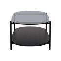 Couchtisch Ovaler aus Glas und schwarzer Holzoptik 120 x 55 x 40 cm