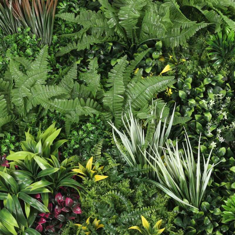 Künstliche grüne Wand Premium Botanischer Garten drinnen und draußen 100x100 cm